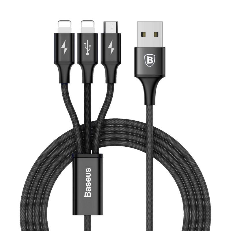 USB кабель Baseus Rapid Series 3-in-1 MicroUSB+Lightning+Lightning - BНет в наличии