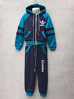 Спортивний костюм для хлопчика на 2-3 років синього кольору Adidas c капюшоном оптом