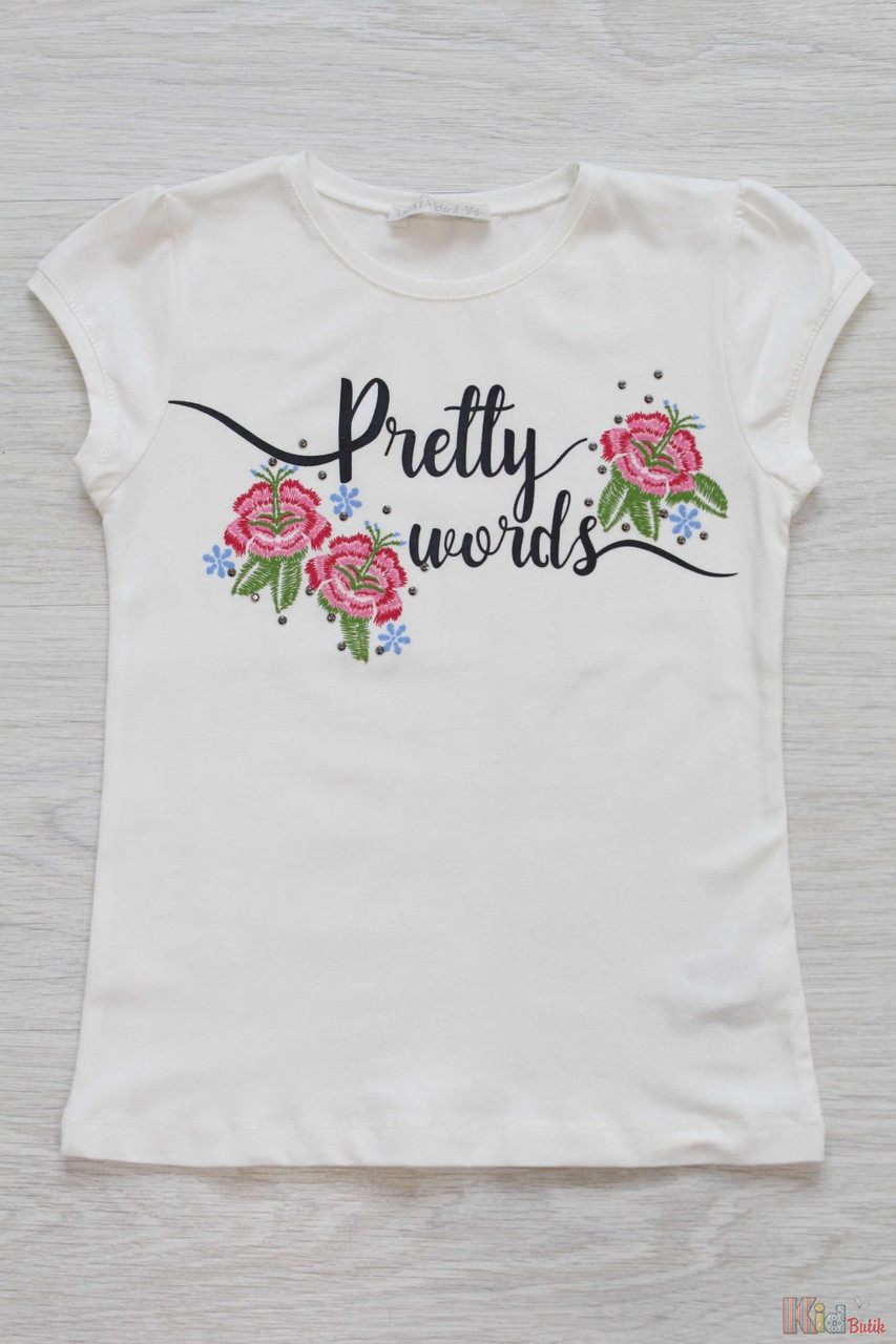 

Футболка молочная для девочки "Pretty Words" (110 см.) NK Unsea 2125000535951, Белый