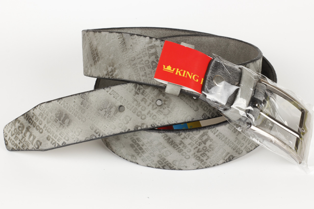 Ремень кожаный брючный King Belts 40 мм с тиснением