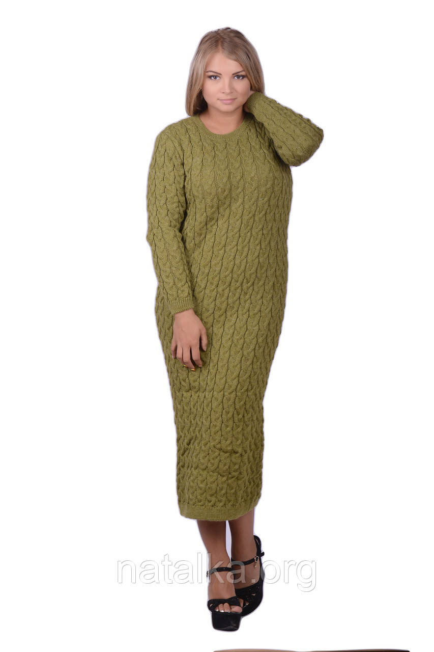

Теплое вязаное платье длинное