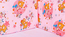 Защита в кроватку Qvatro Gold ZG-02  розовая (мишка, две пчелки, звезды)
