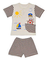 Літній комплект на хлопчика Кораблик (шорти та футболка) 80 см