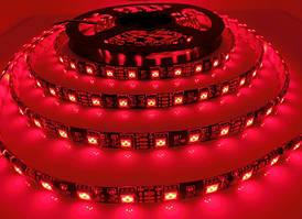 Світлодіодна стрічка LED вологозахищена, на чорній основі, 12V, SMD5050, IP65, 60 д/м, червоний