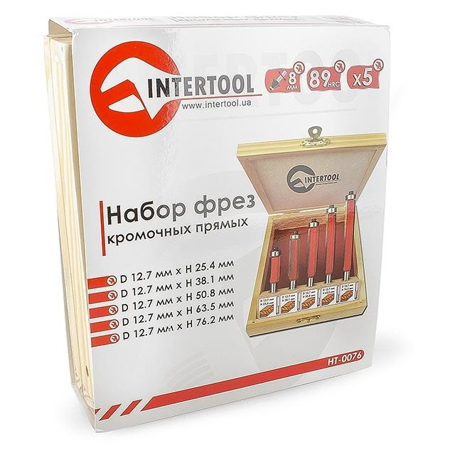 

Набор фрез кромочных прямых, 5 шт. Intertool HT-0076