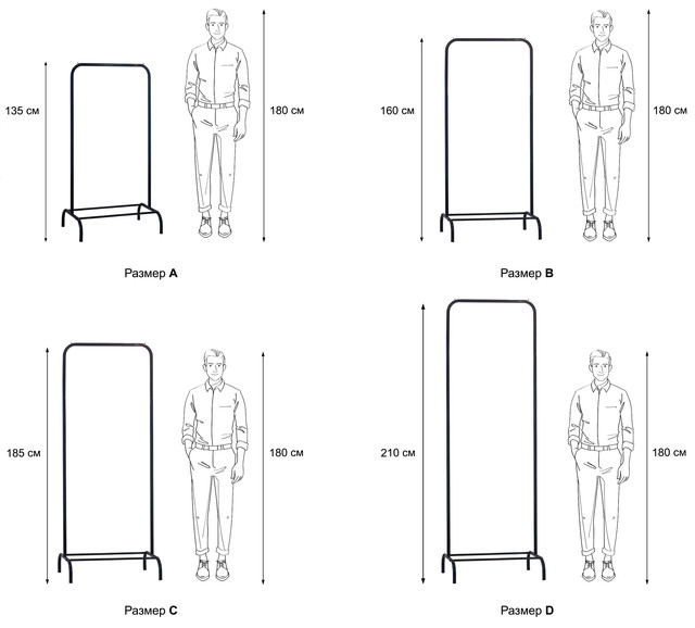 Габариты вешалки для одежды
