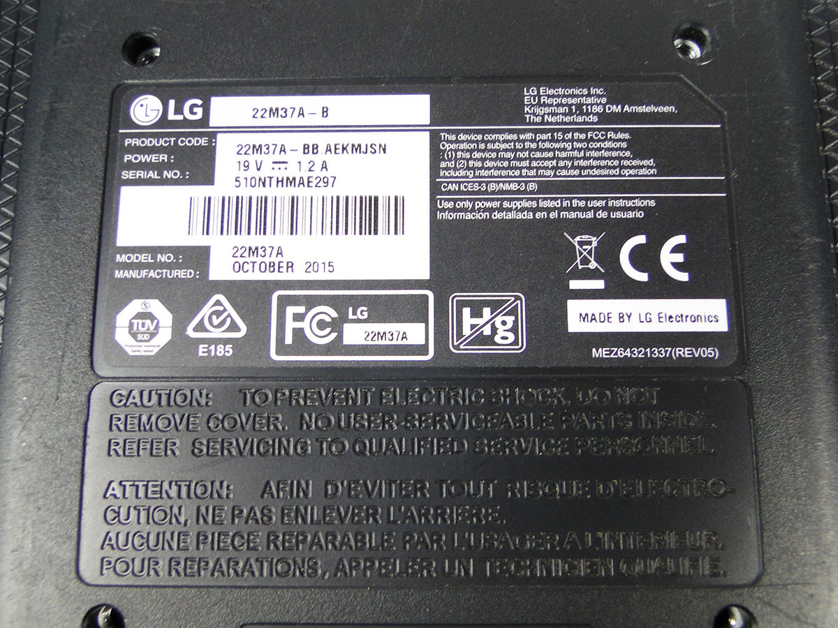 Монитор 21.5'' LG 22M37A TN+film Widescreen Black Б/у, цена 1550 грн -  Prom.ua (ID#700195695)