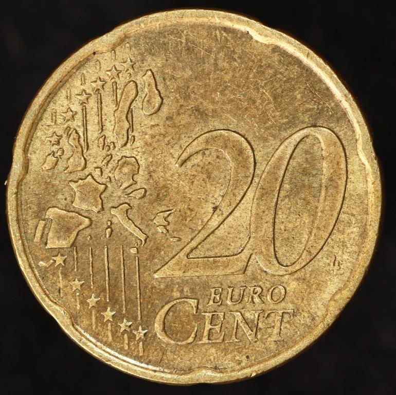 20 центов в рублях на сегодня. Монета 20 Euro Cent. Монетка 20 Euro Cent. Монета 20 Euro Cent 2002. Монета 20 центов евро 2002.