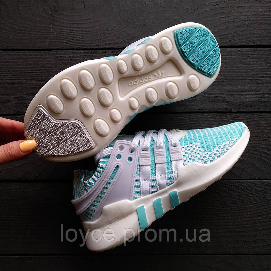 

Кроссовки летние трикотажные белые с бирюзовым Adidas Equipment (EQT), Белый