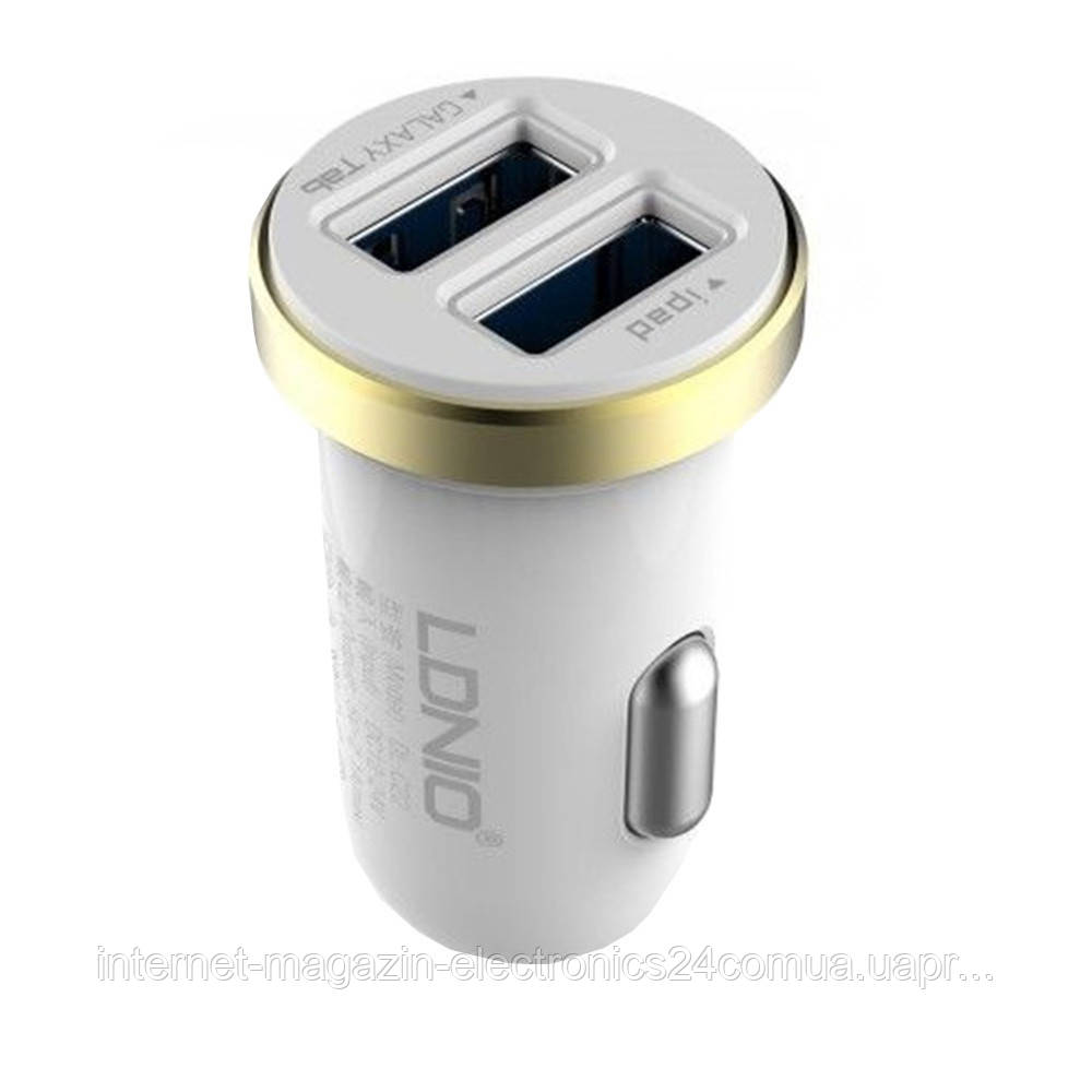 

Автомобильное зарядное устройство LDNIO 2USB +кабель iphone 5/6/7 DL-C22