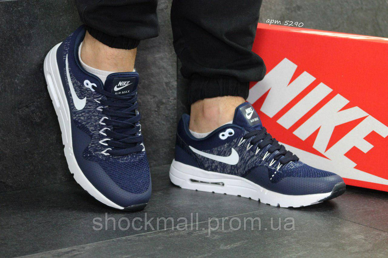 

Nike Flyknit Air Max 1 кроссовки мужские темно-синие Вьетнам реплика, Синий