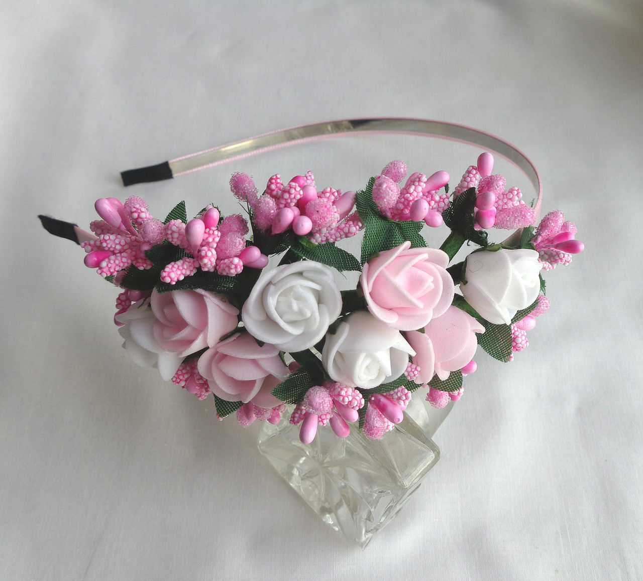 Обруч для волосся з квітами ручної роботи "Ніжні Трояндочки"-купити-в інтернет-магазині AnnaRose