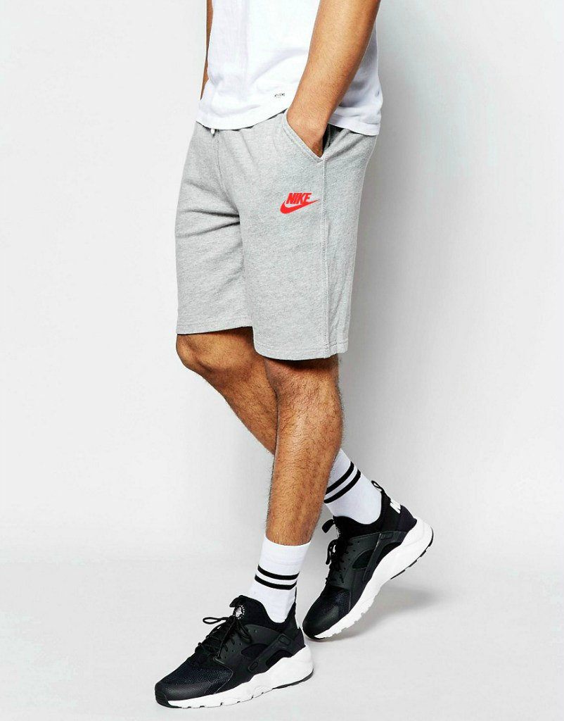 

Шорты Nike ( Найк ) мужские серые имя+галочка красная
