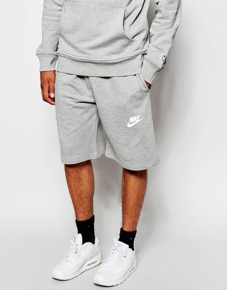 

Шорты мужские Nike ( Найк ) серые лого + имя белые, Серый