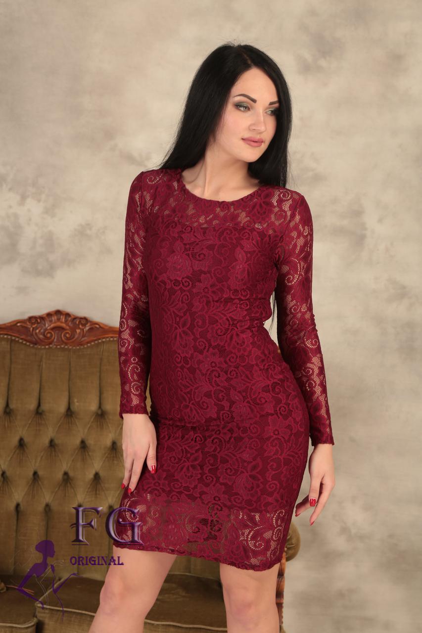 

Модное гипюровое платье “Люсия”| Распродажа модели Миди / до колена, Бордовый, 42
