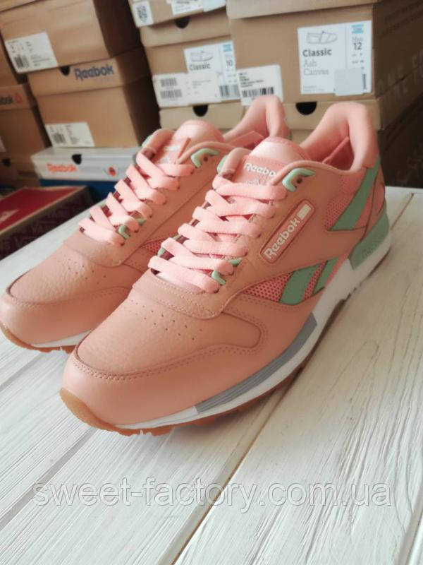 

Новые мужские кожаные кроссовки reebok оригинал 100% из сша осень, Розовый