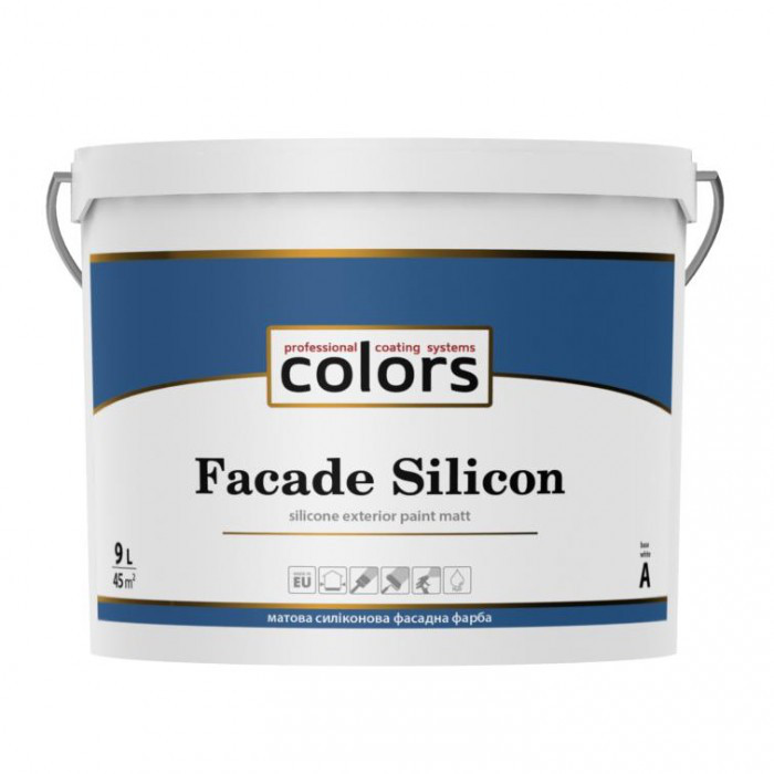 

Cиликоновая фасадная краска Colors facade Silicon 2,7л, 9л 9л, Колеруемая