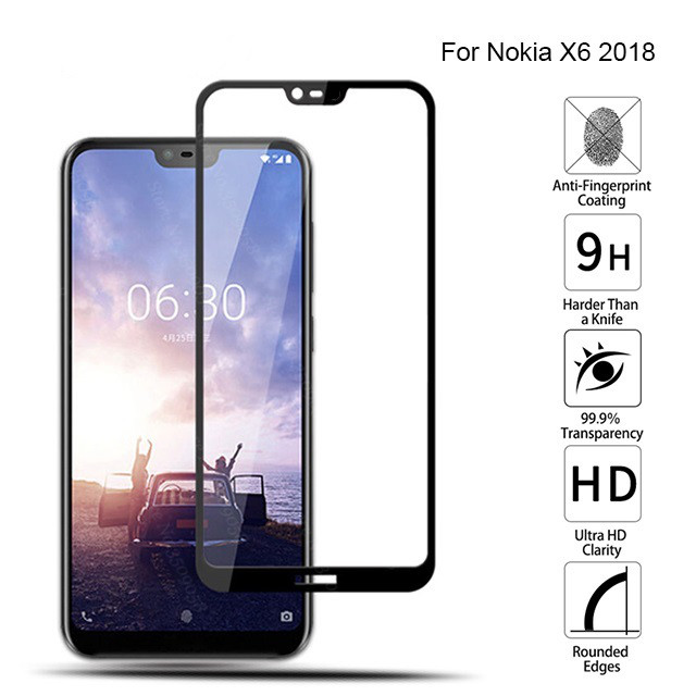 

Защитное стекло для Nokia 6.1 Plus / X6 2018 чёрное, Черный