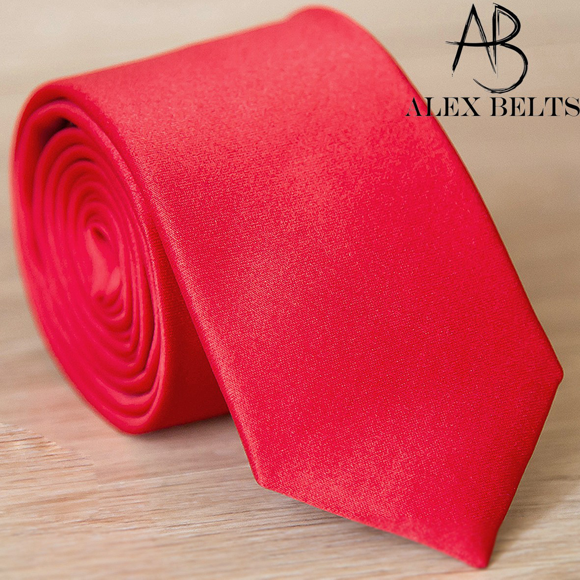 галстук мужской однотонный Lan Franko, оптом 7км, галстук узкий красный, сатин