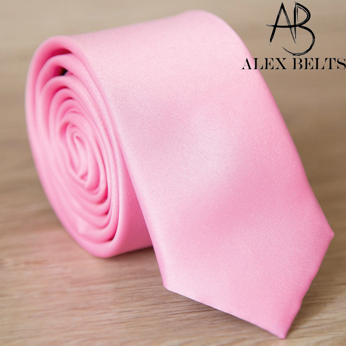 галстук мужской однотонный Lan Franko, галстук узкий розовый из сатина