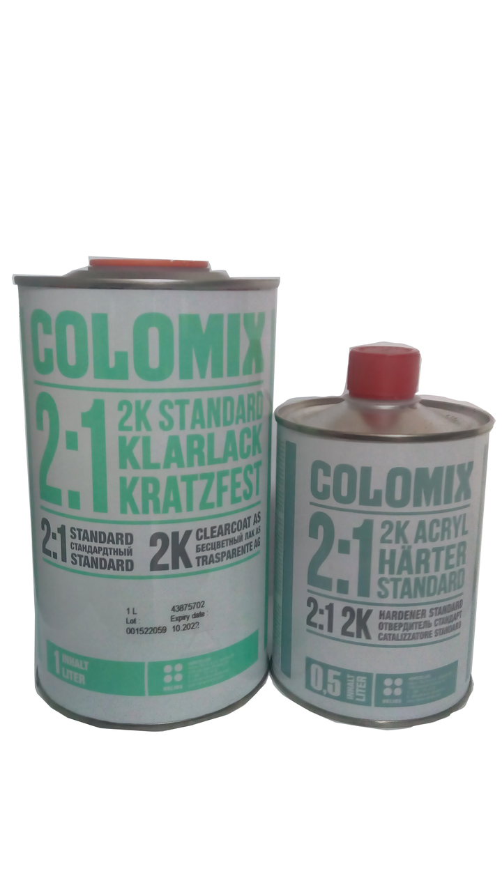

Лак бесцветный акриловый 2к стандарт 1л Сolomix + отвердитель 2к 0,5л