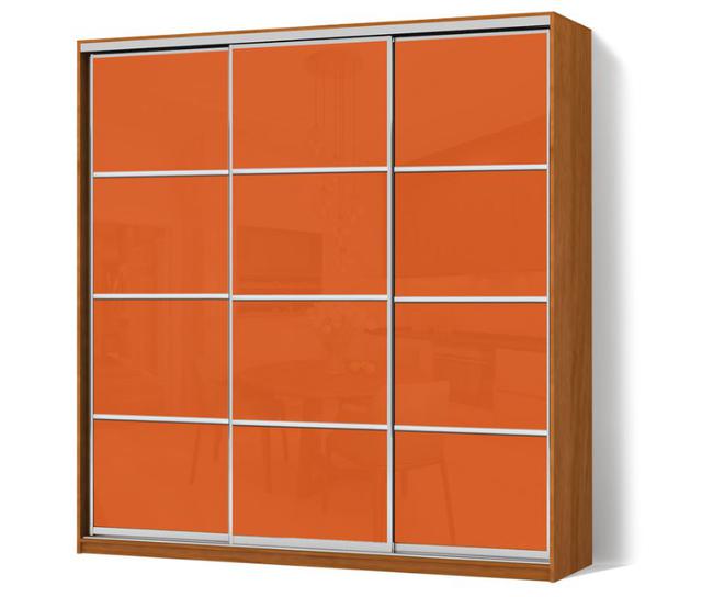 Шкаф-купе трехдверный Классик с фасадами цветное стекло (оранжевый)