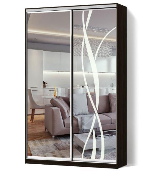 Шкаф-купе Стандарт двухдверный фасад зеркало + зеркало с пескоструем (44) 