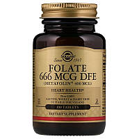 Фолиевая кислота, Folate (As Metafolin), Solgar, Метафолин 400, 100 табл.