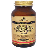 Глюкозамін, гіалуронова кислота, хондроїтин, МСМ, Glucosamine Hyaluronic Acid Chondroitin, Solgar, 60 табл.
