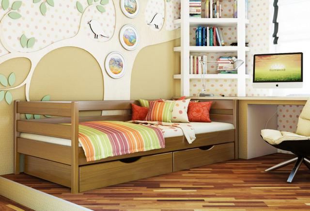 Кровать Нота цвет №105 Ольха (Бук Массив) ящики деревянные