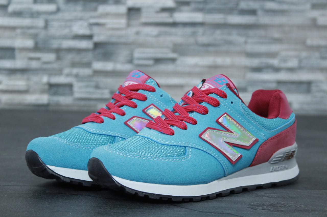 

Кроссовки женские в стиле New Balance 574 код товара DD-61028. Голубые с розовым