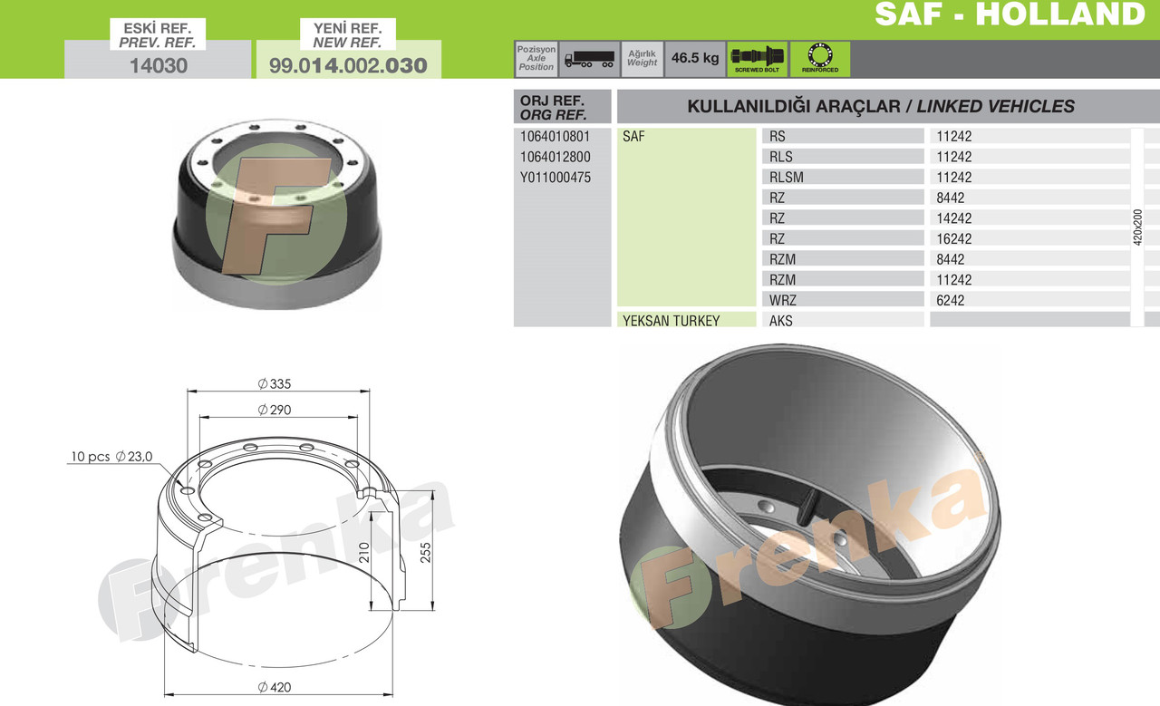 

Барабан тормозной SAF (1064010801 | 99.014.002.030-FR)