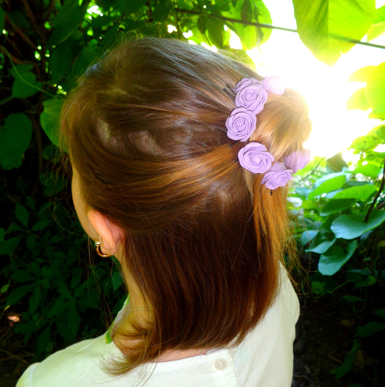Шпильки для волосся ручної роботи "Трояндочки Бузкові"-купити-в інтернет-магазині AnnaRose