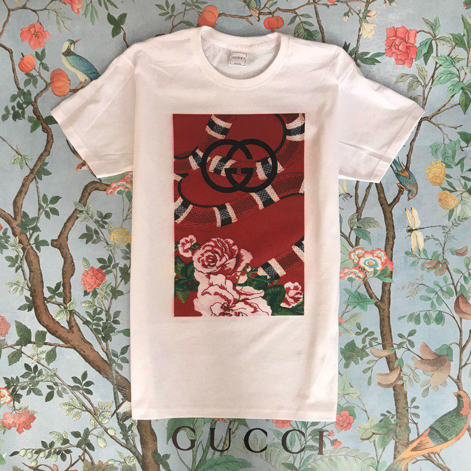 

Футболка белая женская брендовая с принтом от Gucci Гуччи, Белый