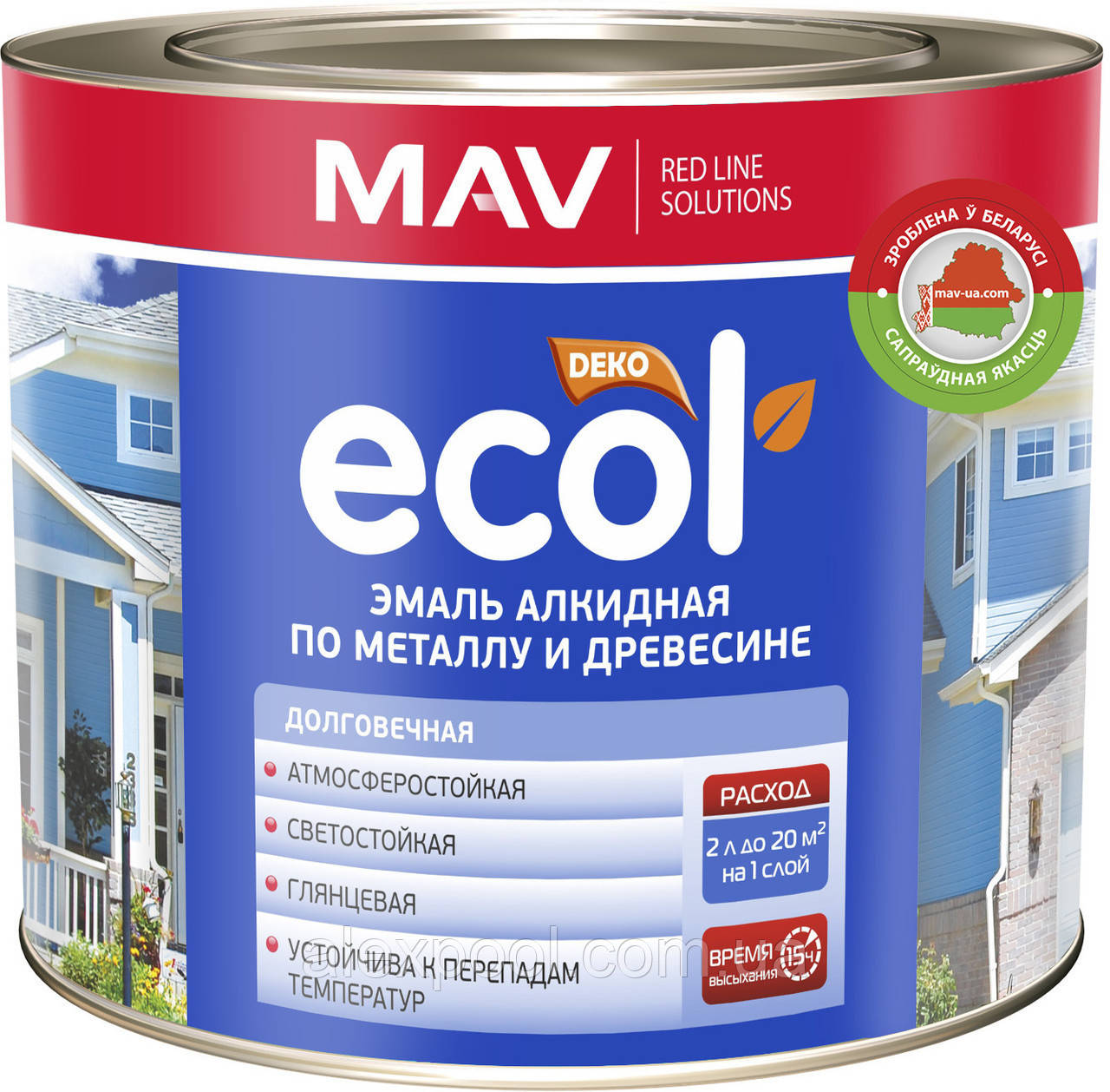 

Эмаль MAV ECOL АЛКИДНАЯ по металлу и древесине Белая 1 литр