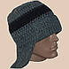 Мужская вязаная шапка - ушанка на подкладке цвета маренго и шарф-снуд, фото 3