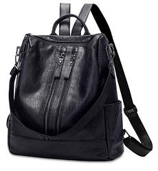 Женский рюкзак с кожзама черный