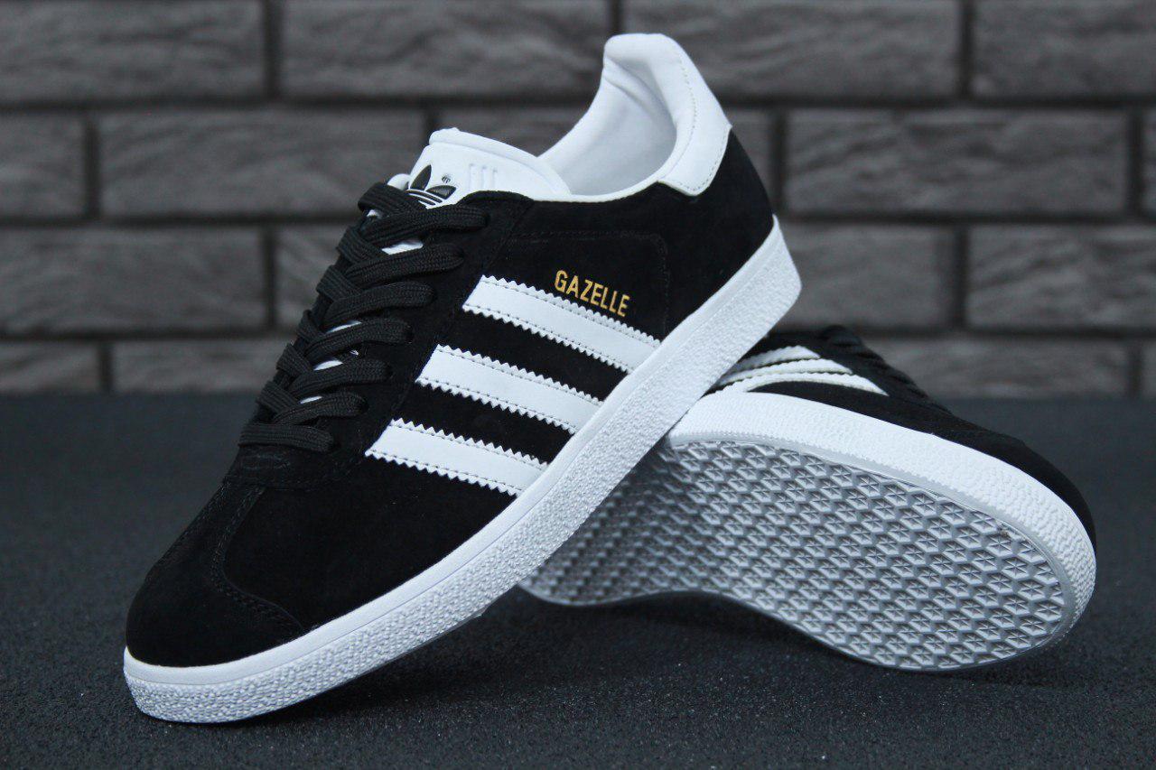 

Кроссовки мужские черные замшевые летние Adidas Gazelle Адидас Газель 39, Черный