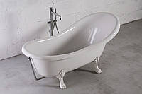 Ванна ROMANCE 1730x825x645 Біла ванна + білі ноги + хромрованный перелив, фото 1