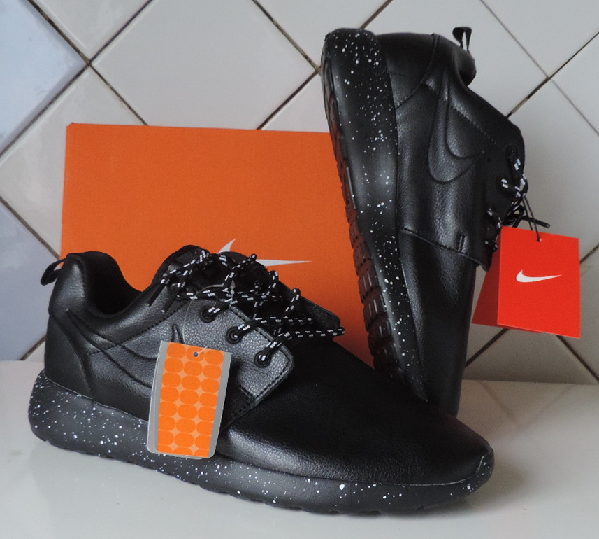 

Кроссовки мужские кожа - Nike Roshe Black, реплика, Черный