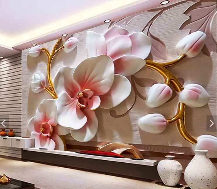 Trending 3D Big Flower Digital Full Wall Mural