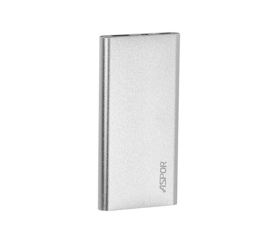 

Power Bank Aspor A373 6000 mAh ( 2usb/1a+2.1A) металлический серебро