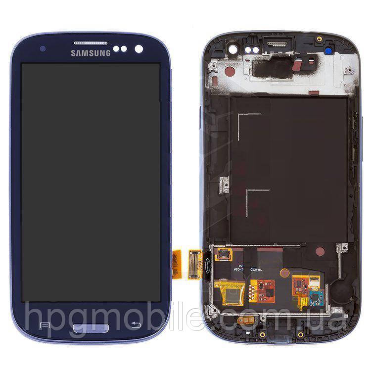 

Дисплей для Samsung Galaxy S3 i9300, модуль в сборе (экран и сенсор), с рамкой, синий, TFT