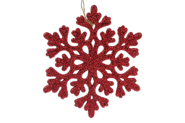 Ялинкова підвіска Сніжинка 9см колір - червоний, пластик, в упаковці 45шт.(788-392), фото 2