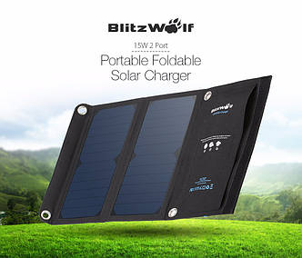 Зарядний на сонячних панелях BlitzWolf BW-L2 15W, 2 USB 5V 2A