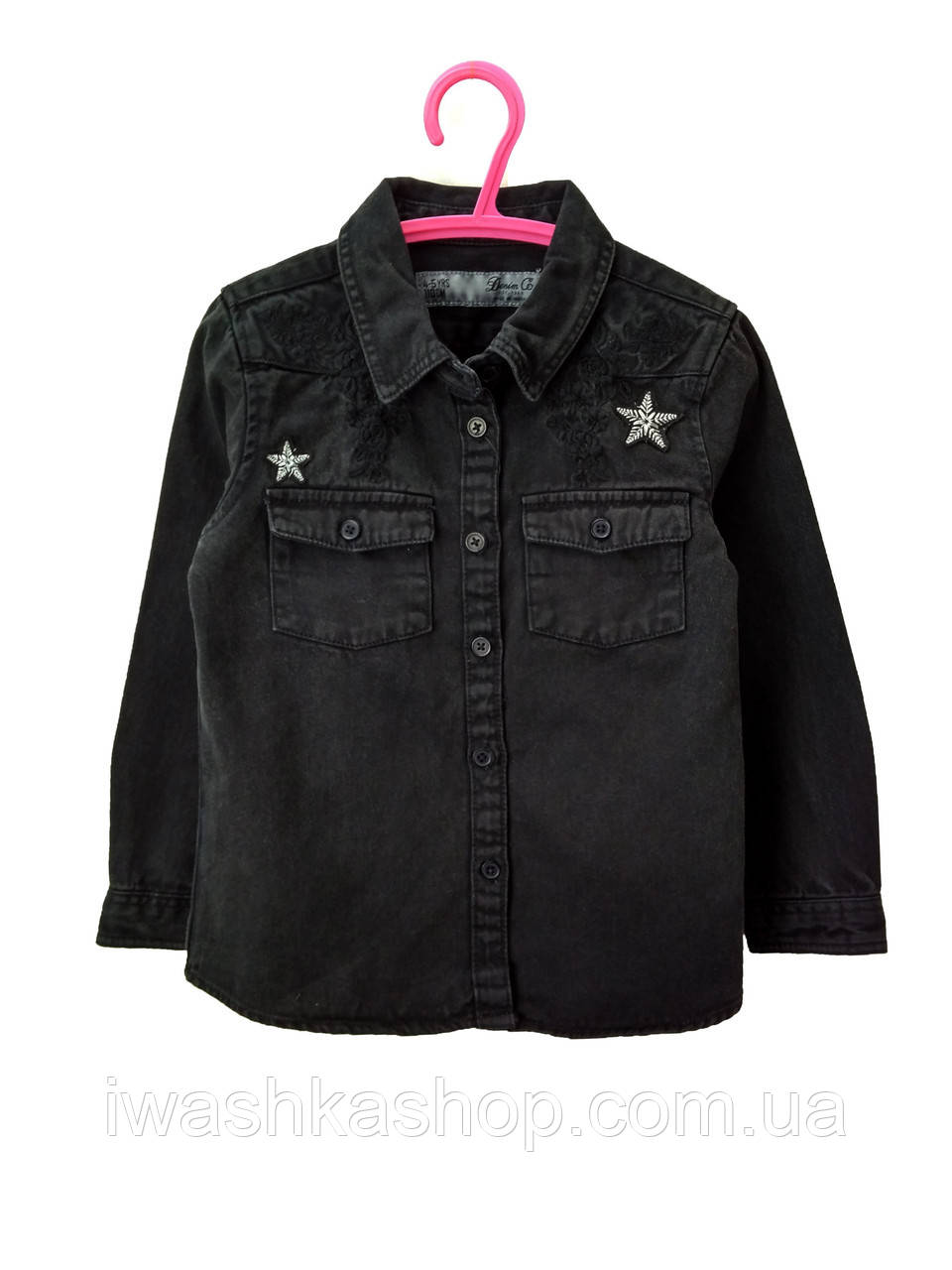 Черная джинсовая рубашка для девочки 9 - 10 лет, Primark р. 140