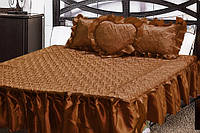 Атласне покривало на ліжко коричневого кольору