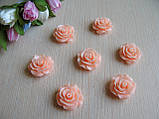 Серединка акрилова - Роза лакова велика, колір персиково-рожевий р-р - 2 см ціна 20 грн - 10 шт, фото 3