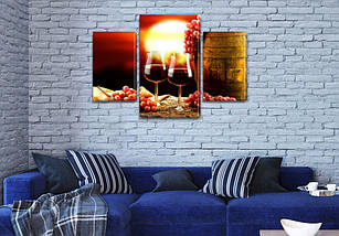 Картини для інтер'єру на полотні Вино у бакалах , 45х70 см, (30x20-2/45x25), фото 3