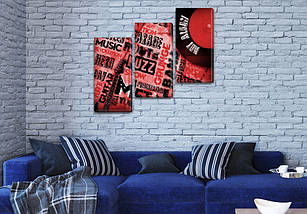 Картина для спальни  Виниловая пластинка на холсте фото, на Холсте син., 70x80 см, (50x25-2/50х25), фото 3